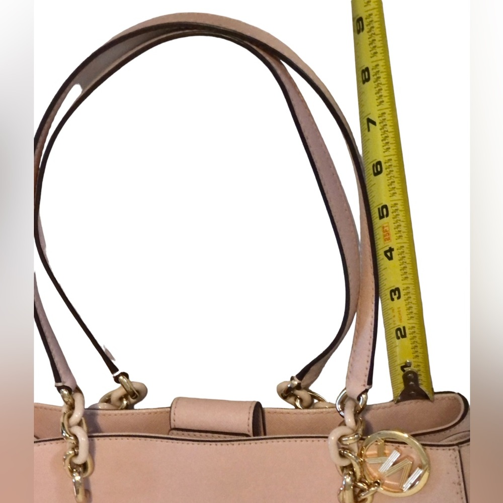 Michael Kors Charlotte Tote in Blush Pink Gold Chain W Pink Chain Links - Picture 7 of 16